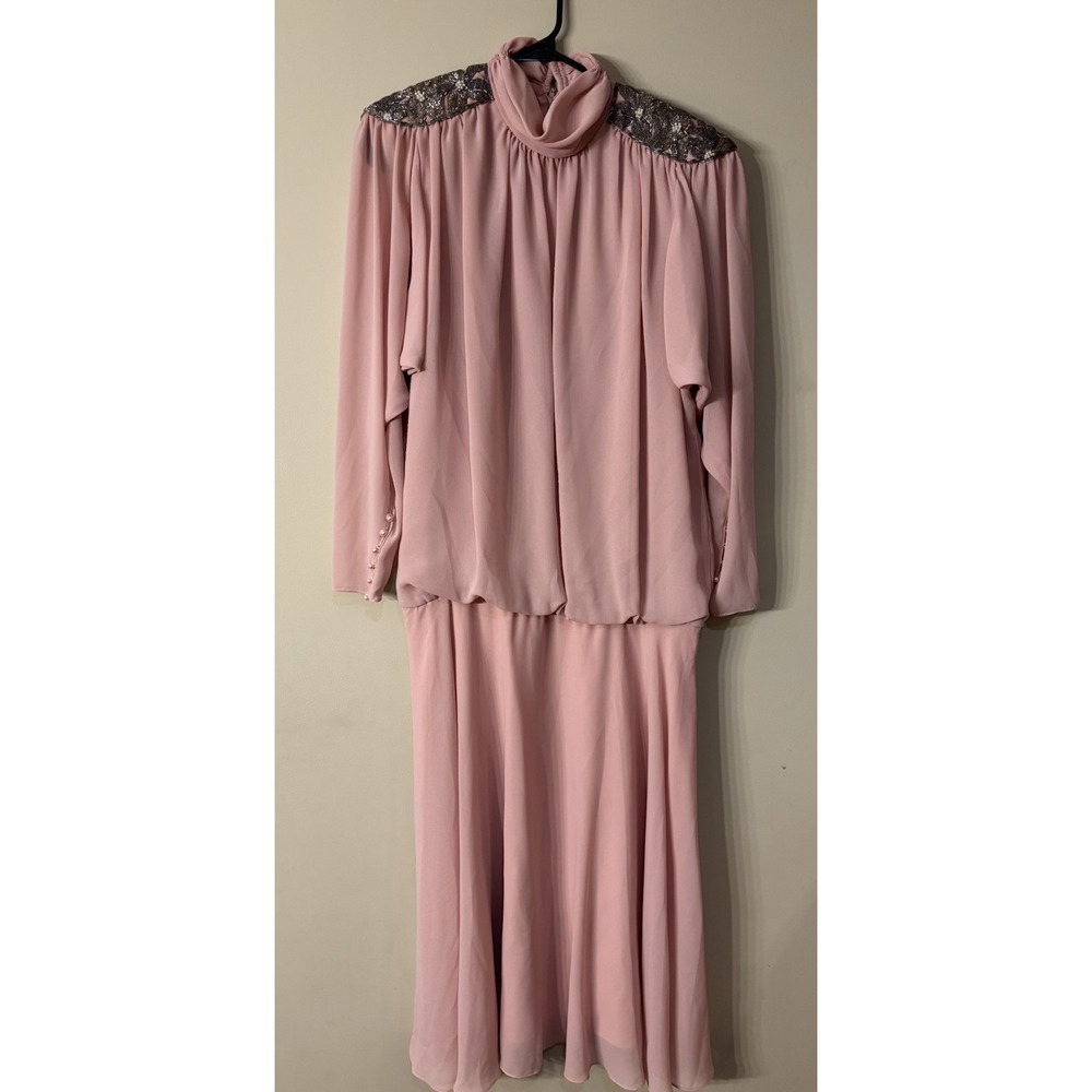 Vtg Ursula Of Switzerland Women's Elegant Mother Of Bride Bead‎ Dress Size 9/10